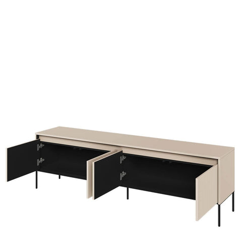 Lenart Comoda TV din MDF, pal si metal, cu 4 usi si LED inclus, Trend TR-06 Bej / Negru, l193xA40xH56 cm