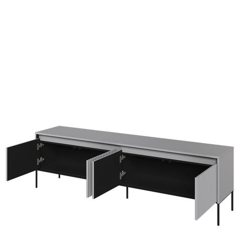 Lenart Comoda TV din MDF, pal si metal, cu 4 usi si LED inclus, Trend TR-06 Gri / Negru, l193xA40xH56 cm