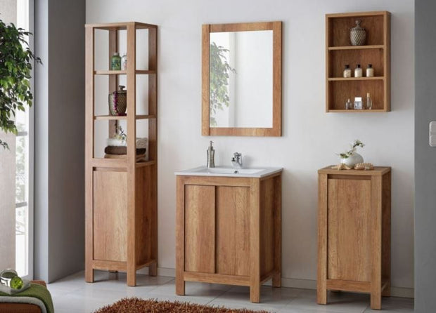 Comad Dulap baie inalt cu vitrina 1 usa, Classic Oak, l40xA35xH185 cm