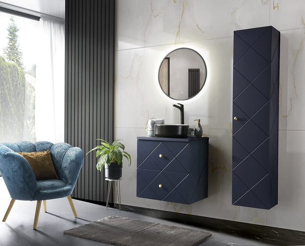 Comad Dulap baie inalt suspendat, din pal si MDF, cu 1 usa, Elegance Bleumarin, l35xA33xH170 cm