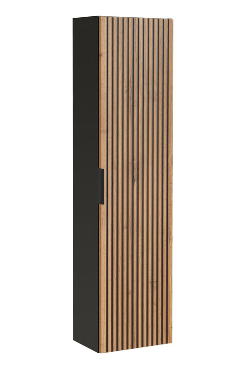 Comad Dulap baie inalt suspendat, din pal si MDF, cu 1 usa, Xilo Stejar Wotan / Negru, l35xA25xH140 cm