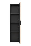 Comad Dulap baie inalt suspendat, din pal si MDF, cu 1 usa, Xilo Stejar Wotan / Negru, l35xA25xH140 cm