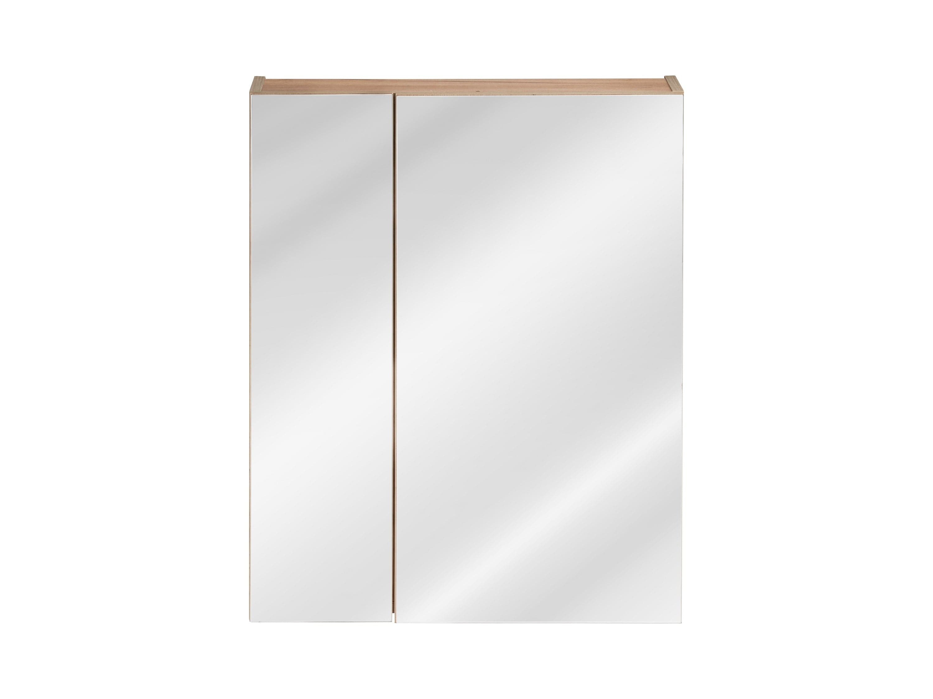 Dulap baie suspendat cu 2 usi si oglinda, Capri Oak, l60xA16xH75 cm (1)