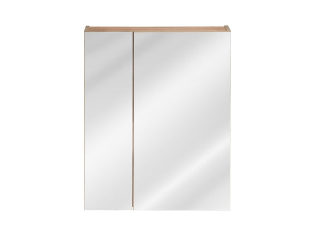 Dulap baie suspendat cu 2 usi si oglinda, Capri Oak, l60xA16xH75 cm (1)