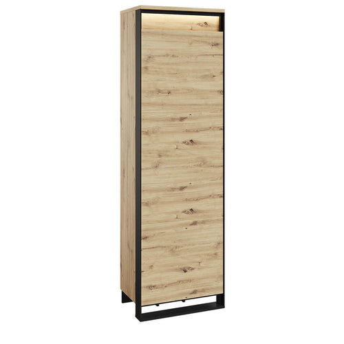 Lenart Dulap din pal, cu 1 usa si LED inclus, Quant QG-01 Stejar Artisan / Negru, l60xA40xH200 cm
