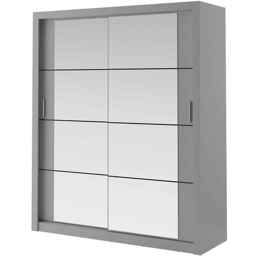 Lenart Dulap din pal, cu 2 usi glisante si oglinda Arti 03 Gri Mat, l180xA60xH215 cm
