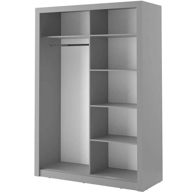 Lenart Dulap din pal, cu 2 usi glisante si oglinda Arti 04 Gri Mat, l150xA60xH215 cm