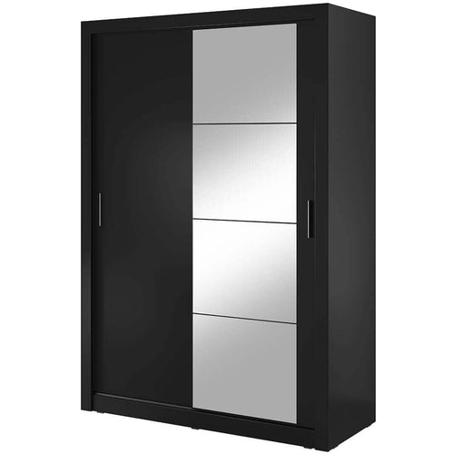 Lenart Dulap din pal, cu 2 usi glisante si oglinda Arti 04 Negru Mat, l150xA60xH215 cm