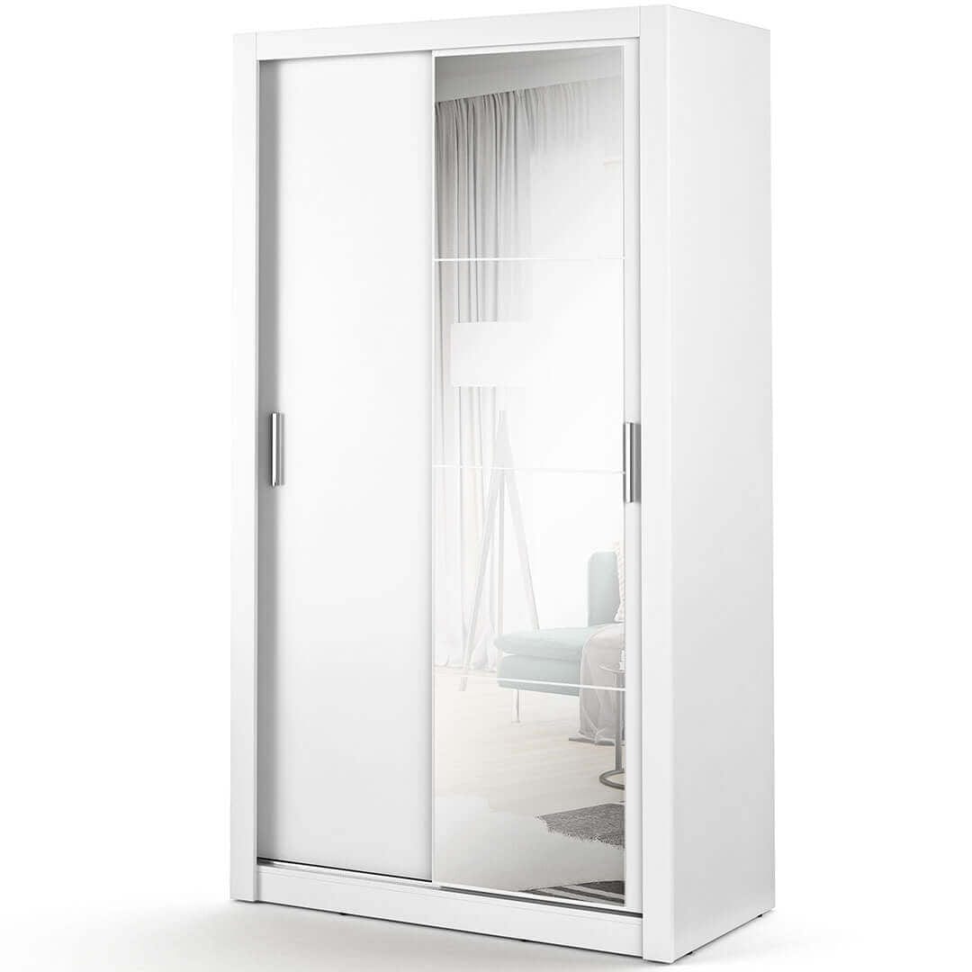 Lenart Dulap din pal, cu 2 usi glisante si oglinda Arti 06 Alb Mat, l120xA60xH215 cm