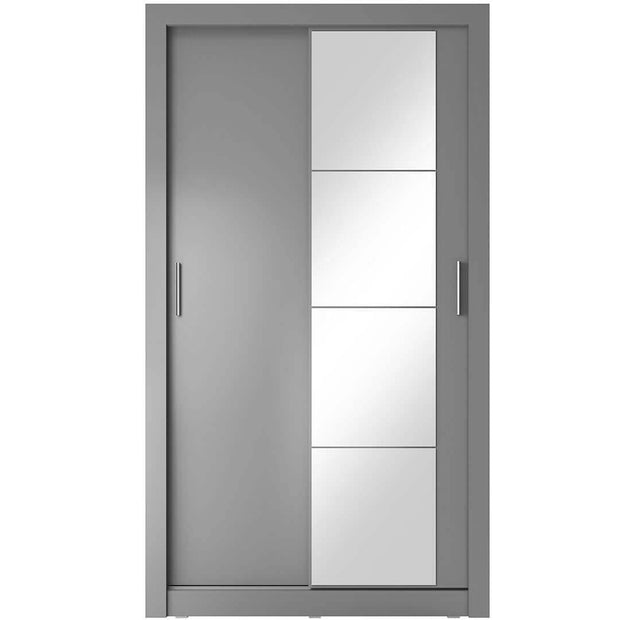 Dulap din pal, cu 2 usi glisante si oglinda Arti 06 Gri Mat, l120xA60xH215 cm (2)