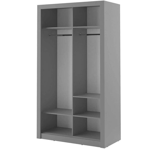 Dulap din pal, cu 2 usi glisante si oglinda Arti 06 Gri Mat, l120xA60xH215 cm (3)