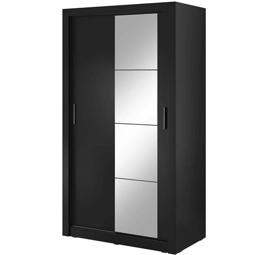 Lenart Dulap din pal, cu 2 usi glisante si oglinda Arti 06 Negru Mat, l120xA60xH215 cm