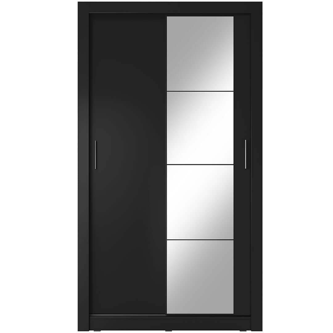 Lenart Dulap din pal, cu 2 usi glisante si oglinda Arti 06 Negru Mat, l120xA60xH215 cm