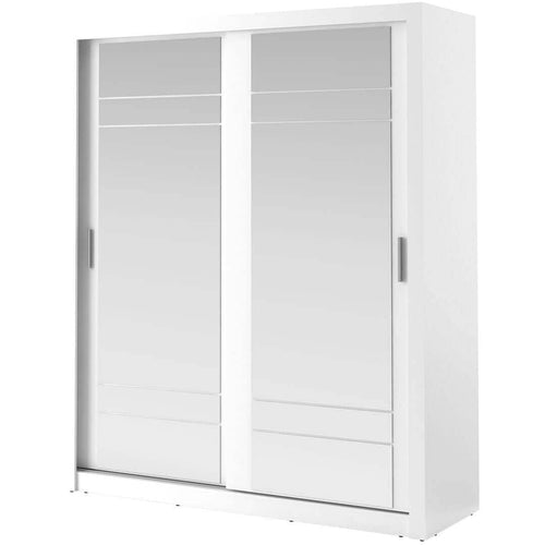 Lenart Dulap din pal, cu 2 usi glisante si oglinda Arti 08 Alb Mat, l203xA60xH215 cm