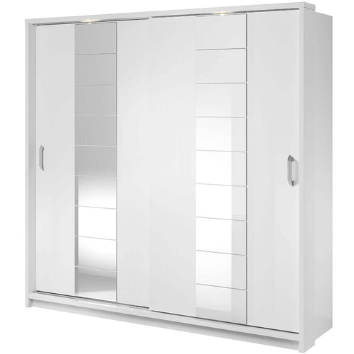 Lenart Dulap din pal, cu 2 usi glisante si oglinda Arti 14 Alb Mat, l220xA63xH215 cm