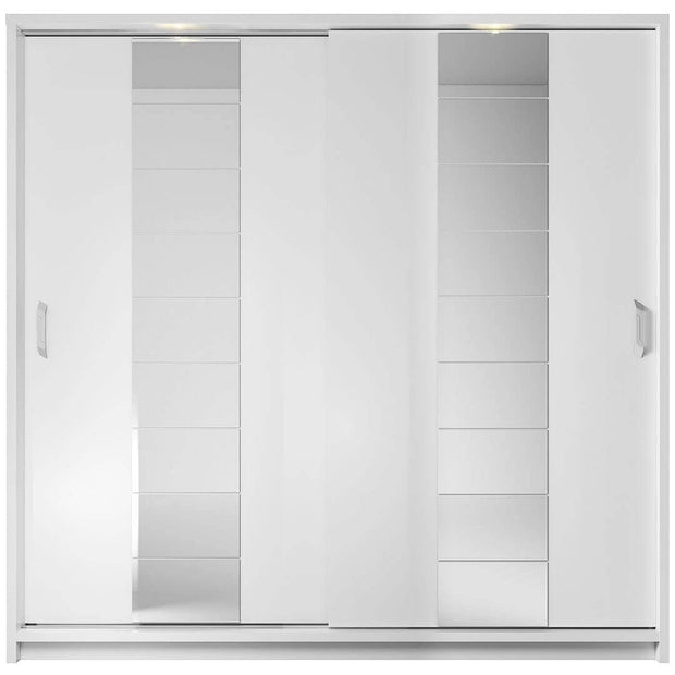 Lenart Dulap din pal, cu 2 usi glisante si oglinda Arti 14 Alb Mat, l220xA63xH215 cm