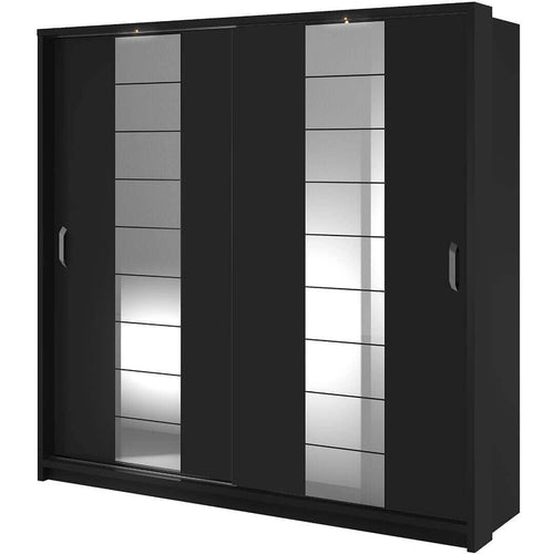 Lenart Dulap din pal, cu 2 usi glisante si oglinda Arti 14 Negru Mat, l220xA63xH215 cm