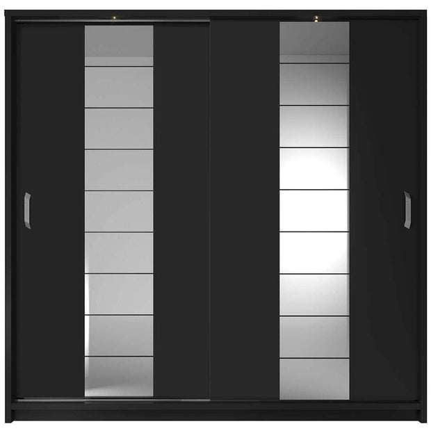 Lenart Dulap din pal, cu 2 usi glisante si oglinda Arti 14 Negru Mat, l220xA63xH215 cm
