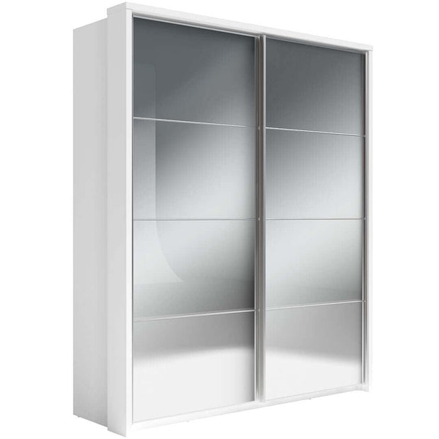 Lenart Dulap din pal, cu 2 usi glisante si oglinda Arti 17 Double Alb Mat, l180xA57xH218 cm