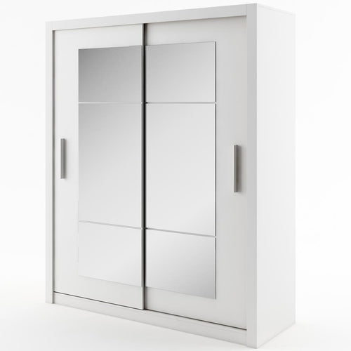 Lenart Dulap din pal cu 2 usi glisante si oglinda Idea 02 Square Alb Mat, l180xA60xH215 cm