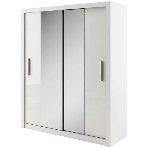 Lenart Dulap din pal cu 2 usi glisante si oglinda Idea 03 Alb Mat, l180xA60xH215 cm