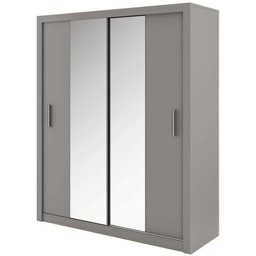 Lenart Dulap din pal cu 2 usi glisante si oglinda Idea 03 Gri Mat, l180xA60xH215 cm