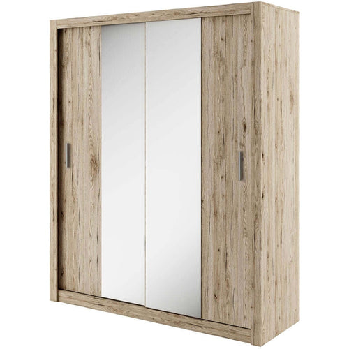Lenart Dulap din pal cu 2 usi glisante si oglinda Idea 03 Stejar San Remo, l180xA60xH215 cm