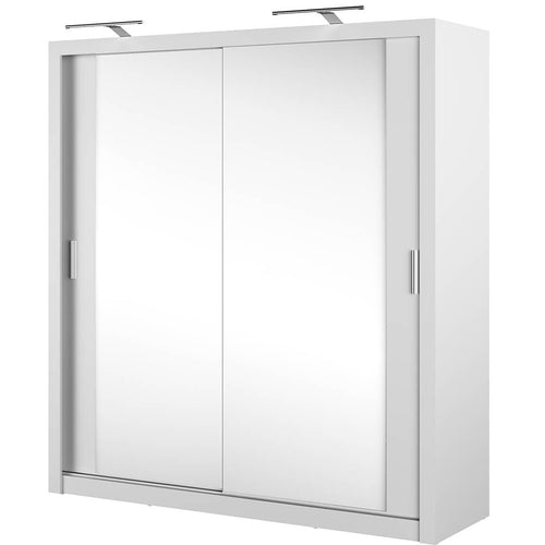 Lenart Dulap din pal cu 2 usi glisante si oglinda Idea 16 Alb Mat, l200xA60xH215 cm