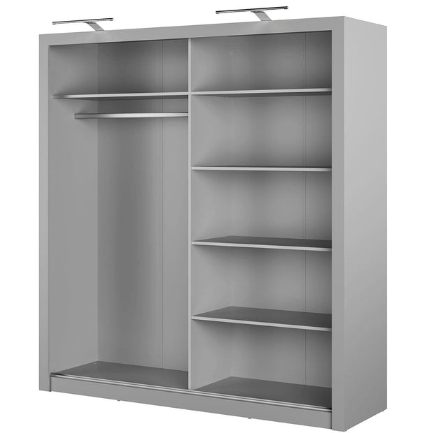 Lenart Dulap din pal cu 2 usi glisante si oglinda Idea 16 Gri Mat, l200xA60xH215 cm