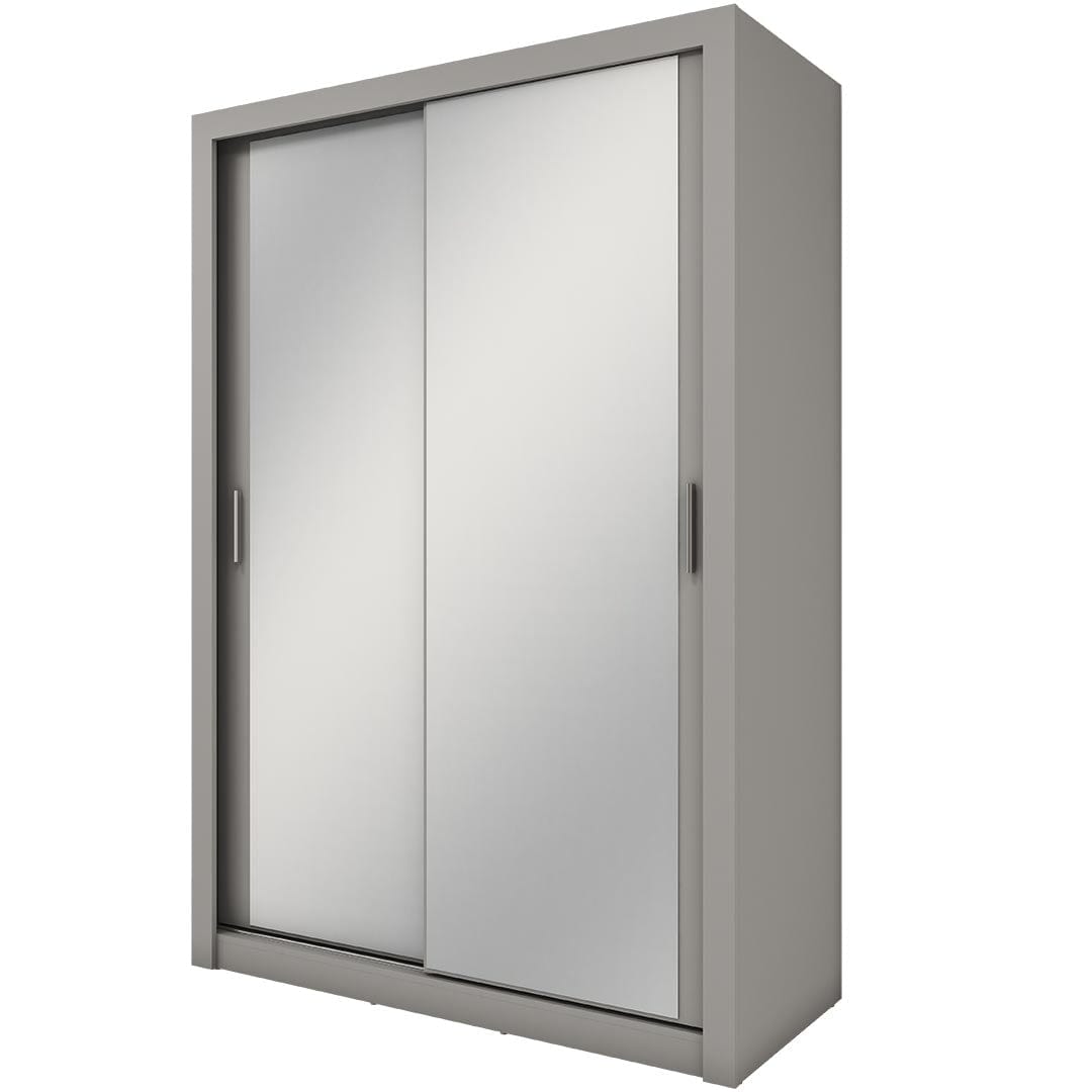 Lenart Dulap din pal cu 2 usi glisante si oglinda Idea 17 Gri Mat, l150xA60xH215 cm
