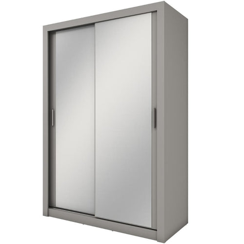 Lenart Dulap din pal cu 2 usi glisante si oglinda Idea 17 Gri Mat, l150xA60xH215 cm