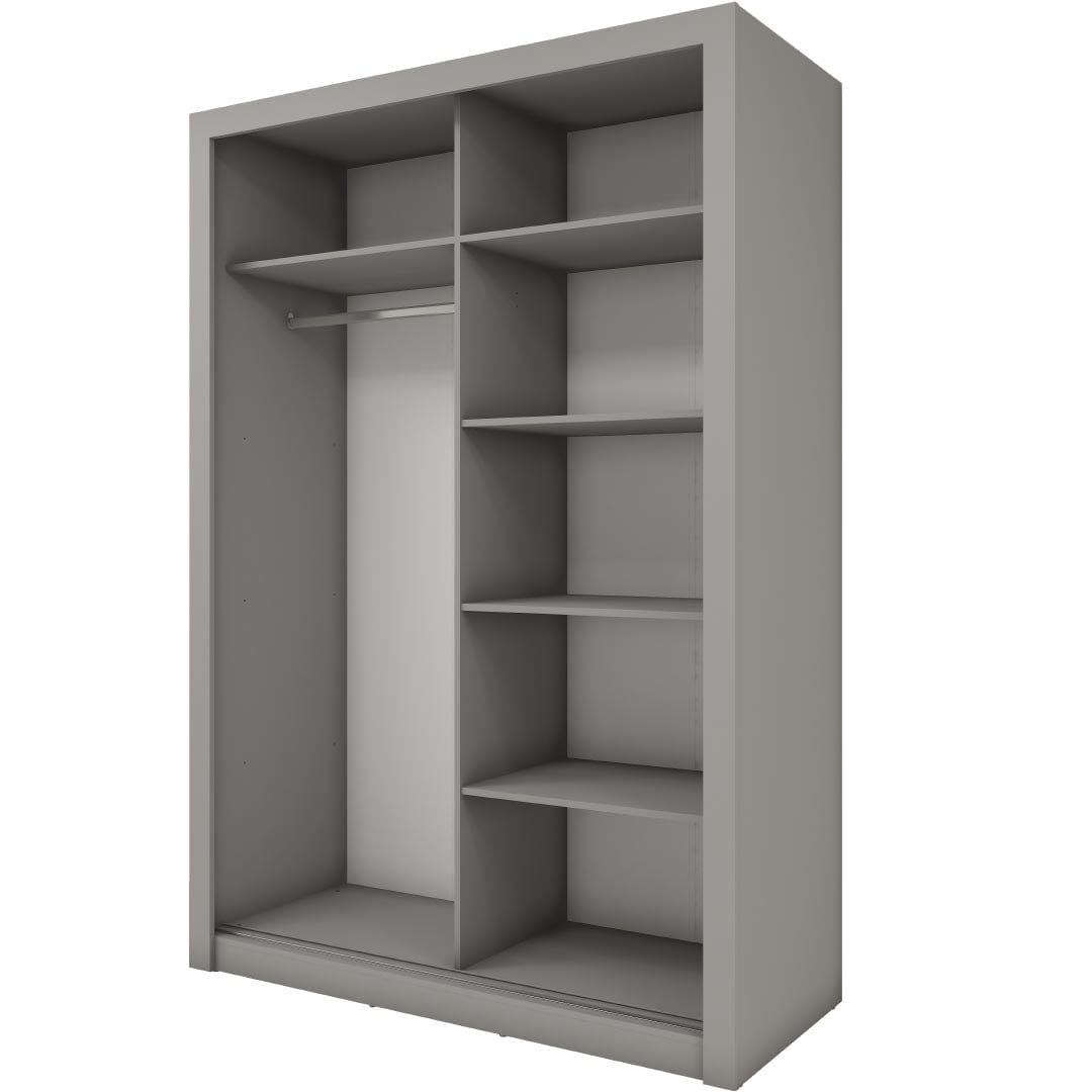 Lenart Dulap din pal cu 2 usi glisante si oglinda Idea 17 Gri Mat, l150xA60xH215 cm