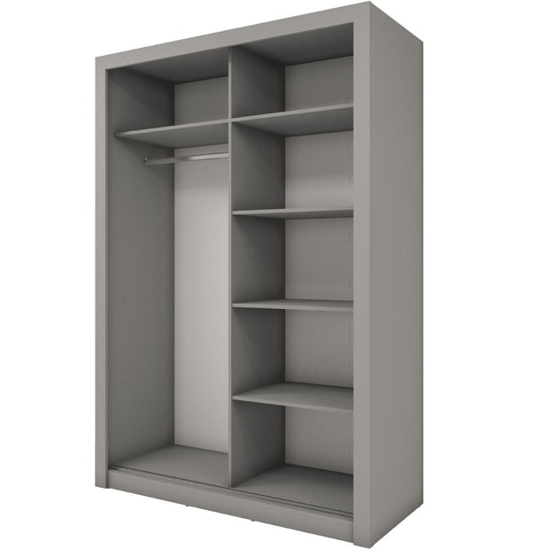 Lenart Dulap din pal cu 2 usi glisante si oglinda Idea 17 Gri Mat, l150xA60xH215 cm