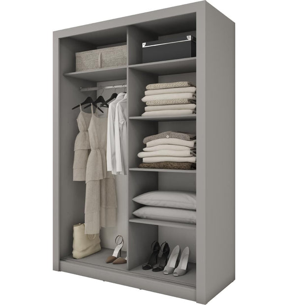 Lenart Dulap din pal cu 2 usi glisante si oglinda Idea 17 Gri Mat, l150xA60xH215 cm
