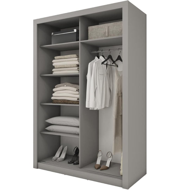Dulap din pal cu 2 usi glisante si oglinda Idea 17 Gri Mat, l150xA60xH215 cm (6)
