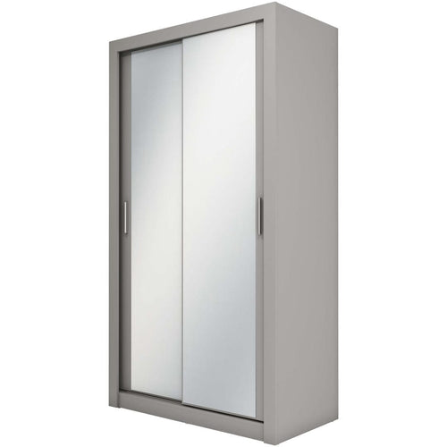 Lenart Dulap din pal cu 2 usi glisante si oglinda Idea 18 Small Gri Mat, l120xA60xH215 cm