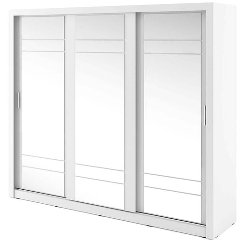 Lenart Dulap din pal cu 3 usi glisante si oglinda Arti 02 Triple Alb Mat, l250xA60xH215 cm