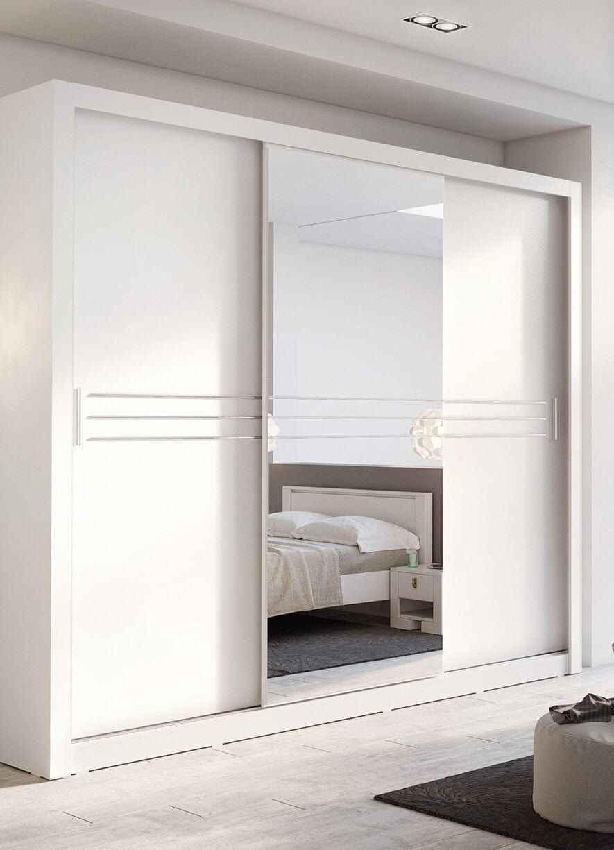 Lenart Dulap din pal cu 3 usi glisante si oglinda Idea 11 Alb Mat, l250xA60xH215 cm