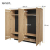 Lenart Dulap din pal, cu 4 usi si oglinda, Cozy CZ-01 Stejar, l220xA63xH216 cm