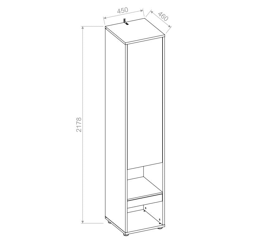 Lenart Dulap inalt cu 1 usa si 1 sertar, BC07 Stejar Artisan, l45xA46xH217 cm