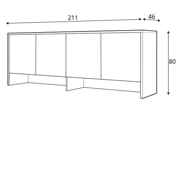Lenart Dulap suspendat cu 4 usi, din pal, BC10 Medium Horizontal Stejar Artisan, l211xA46xH80 cm