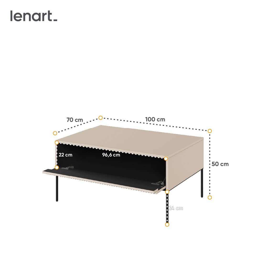 Lenart Masa de cafea din pal si metal, cu spatiu de depozitare, Trend TR-09 V2 Bej / Negru, L100xl70xH50 cm
