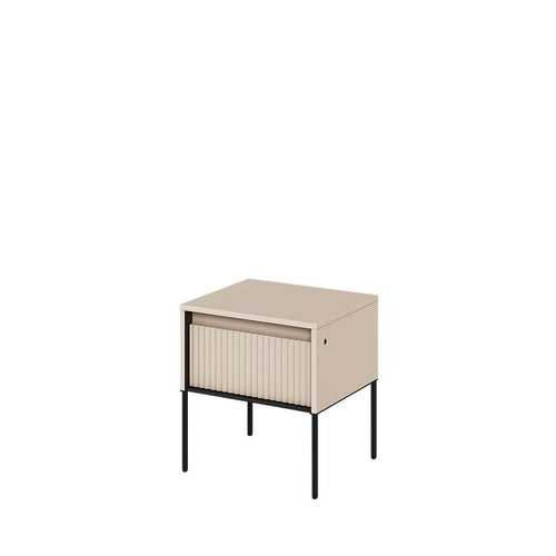 Lenart Noptiera din MDF, pal si metal, cu 1 sertar si LED inclus, Trend TR-10 Bej / Negru, l40xA46xH50 cm