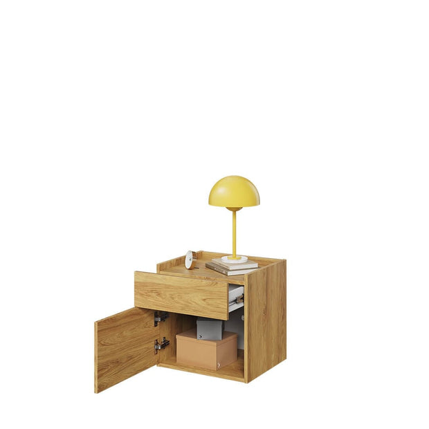 Lenart Noptiera din pal, cu 1 usa si 1 sertar, pentru copii si tineret, Teen Flex TF18 Natural, l45xA40xH45 cm