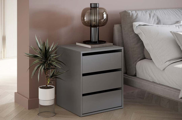 Lenart Noptiera din pal cu 3 sertare Idea 13 Gri Mat, l50xA47xH60 cm
