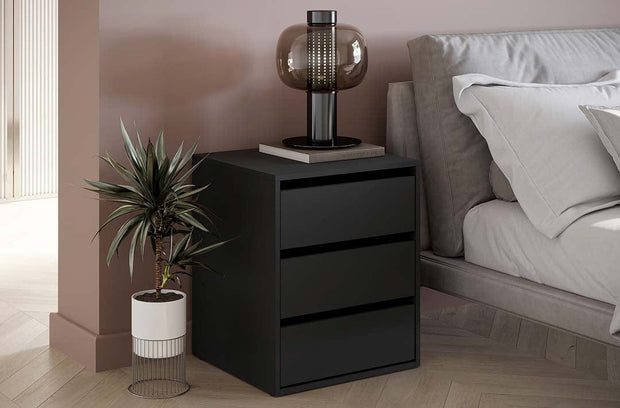 Noptiera din pal cu 3 sertare Idea 13 Negru Mat, l50xA47xH60 cm (1)