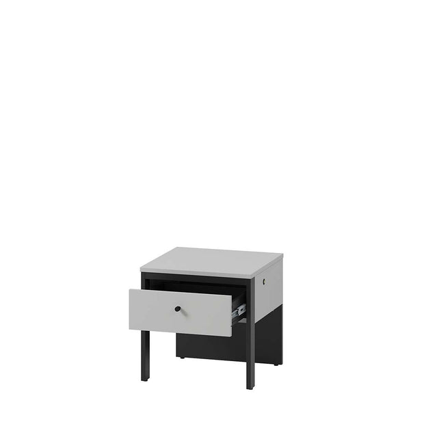 Lenart Noptiera din pal si MDF, cu 1 sertar si LED inclus, Gris GS-05 Gri / Negru, l40xA40xH40 cm