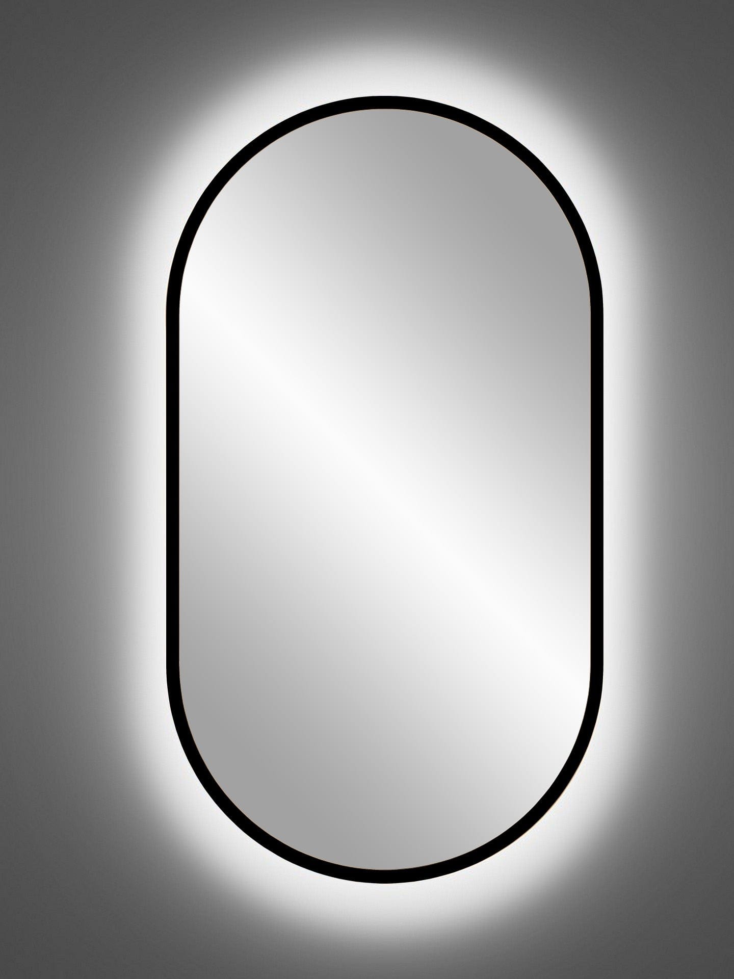 Comad Oglinda Baie Apollo Negru cu Iluminare Led, IP21, Ovala l50xH90 cm