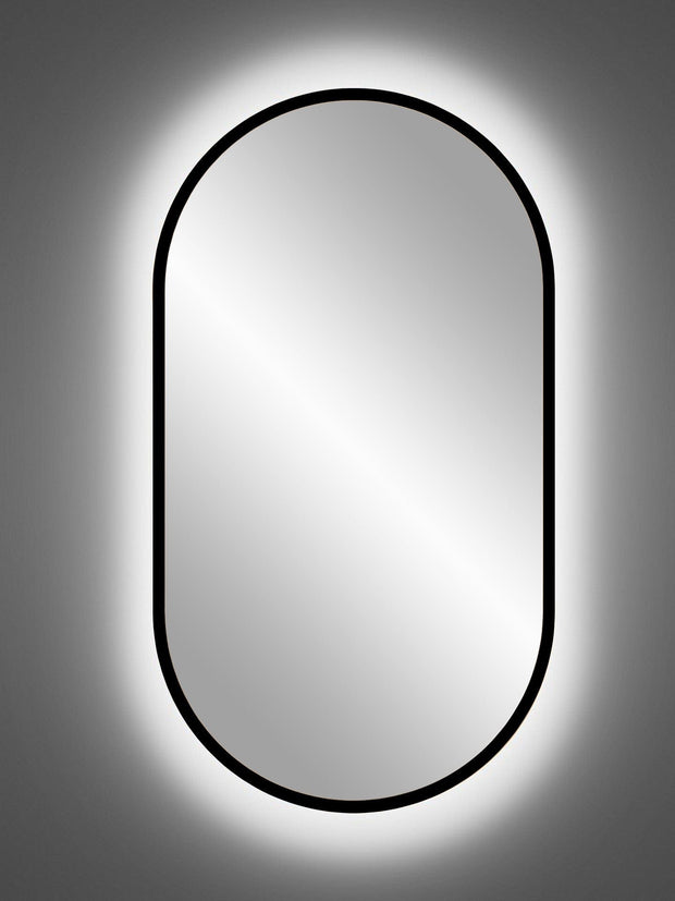 Comad Oglinda Baie Apollo Negru cu Iluminare Led, IP21, Ovala l50xH90 cm