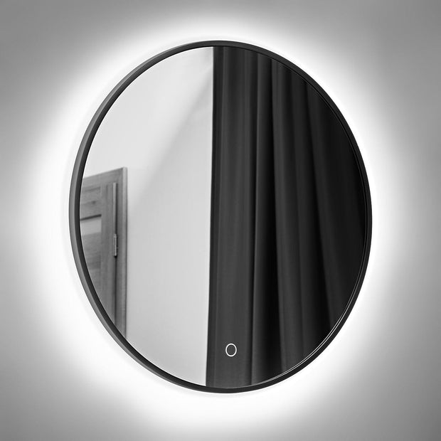 Oglinda Baie Luna Negru cu Iluminare Led, IP21, Rotunda Ø80 cm (1)